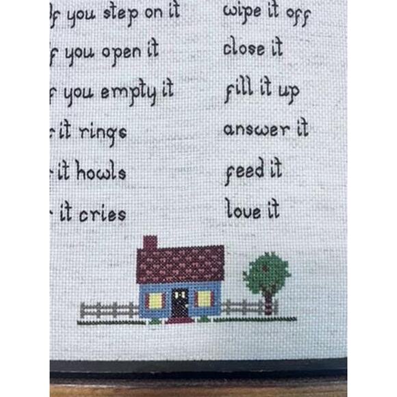 Framed Cross-Stitch "Home Rules" | Handmade Embroidered Wall Art | Rustic Decor - Picture 6 of 8